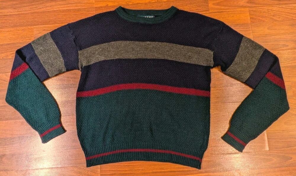 Vintage Loafers Reed St James Mens M Sweater Made USA Colorblock Stripe Preppy